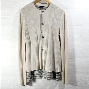 Lanvin women’s Wool/Silk Light Sweater/Top Size L Color Cream/Gray